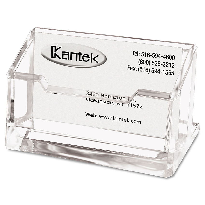 Kantek Acrylic Business Card Holder, Holds 80 Cards, 4 x 1.88 x 2, Clear (AD30)