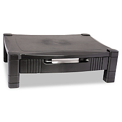 Kantek Monitor Stand with Drawer, 17" x 13.25" x 3" to 6.5", Black, Supports 50 lbs (MS420)