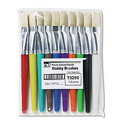 Charles Leonard Stubby Brush Set, Natural Bristle, Flat Profile, 10/Set (73290)