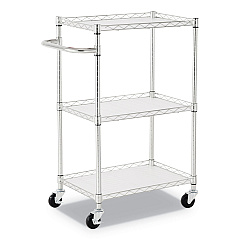 Alera 3-Shelf Wire Cart with Liners, 24w x 16d x 39h, Silver, 500-lb Capacity (ALESW322416SR)
