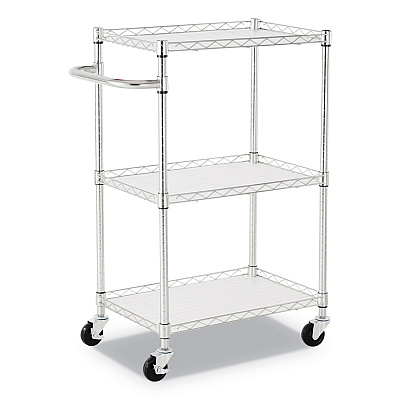 Alera 3-Shelf Wire Cart with Liners, 24w x 16d x 39h, Silver, 500-lb Capacity (ALESW322416SR)