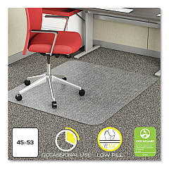 deflecto EconoMat Occasional Use Chair Mat for Low Pile Carpet, 45 x 53, Rectangular, Clear (CM11242COM)