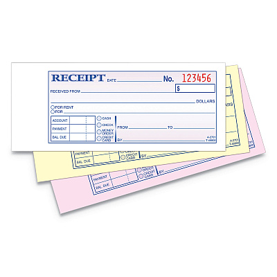 Adams Receipt Book, Three-Part Carbonless, 2.75 x 7.19, 1/Page, 50 Forms (TC2701)