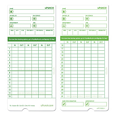Time Clock Cards for uPunch HN1000/HN3000/HN3600, Two Sides, 7.5 x 3.5, 100/Pack (HNTCG1100)
