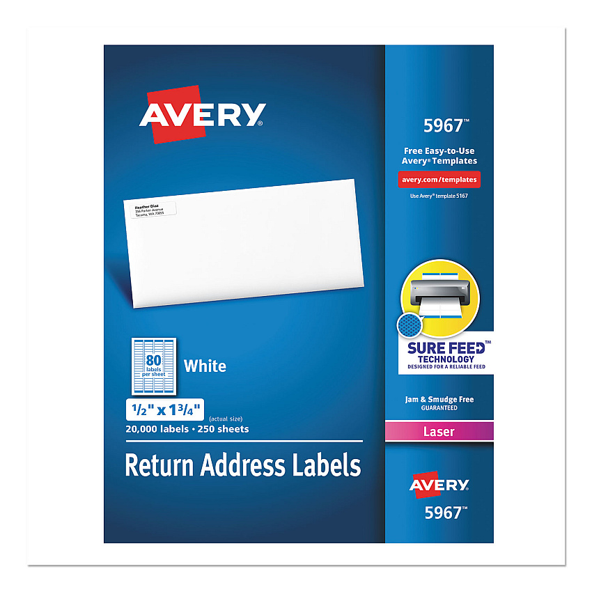 Avery 5967 White Address Labels for Laser Printers