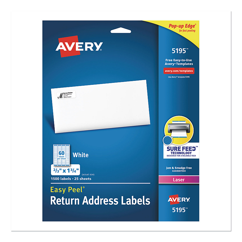 Avery 5195 Easy Peel White Address Labels