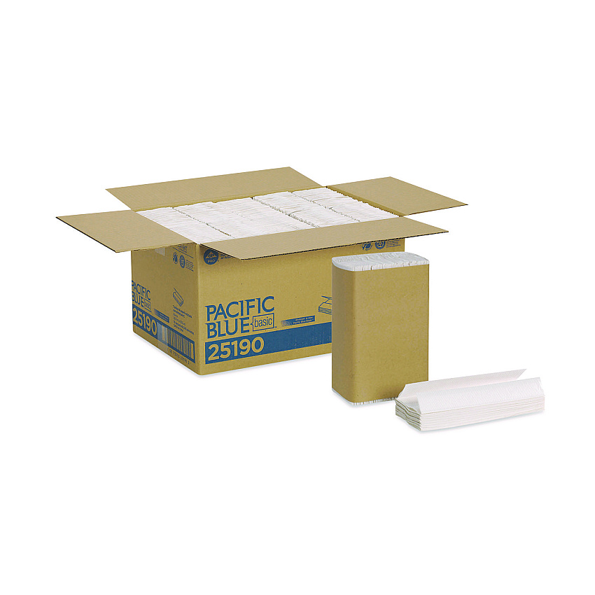 Georgia Pacific Professional Pacific Blue Basic C-Fold Paper Towel, 10.1 x 13.2, White, 240/Pack, 10 Packs/Carton (25190)