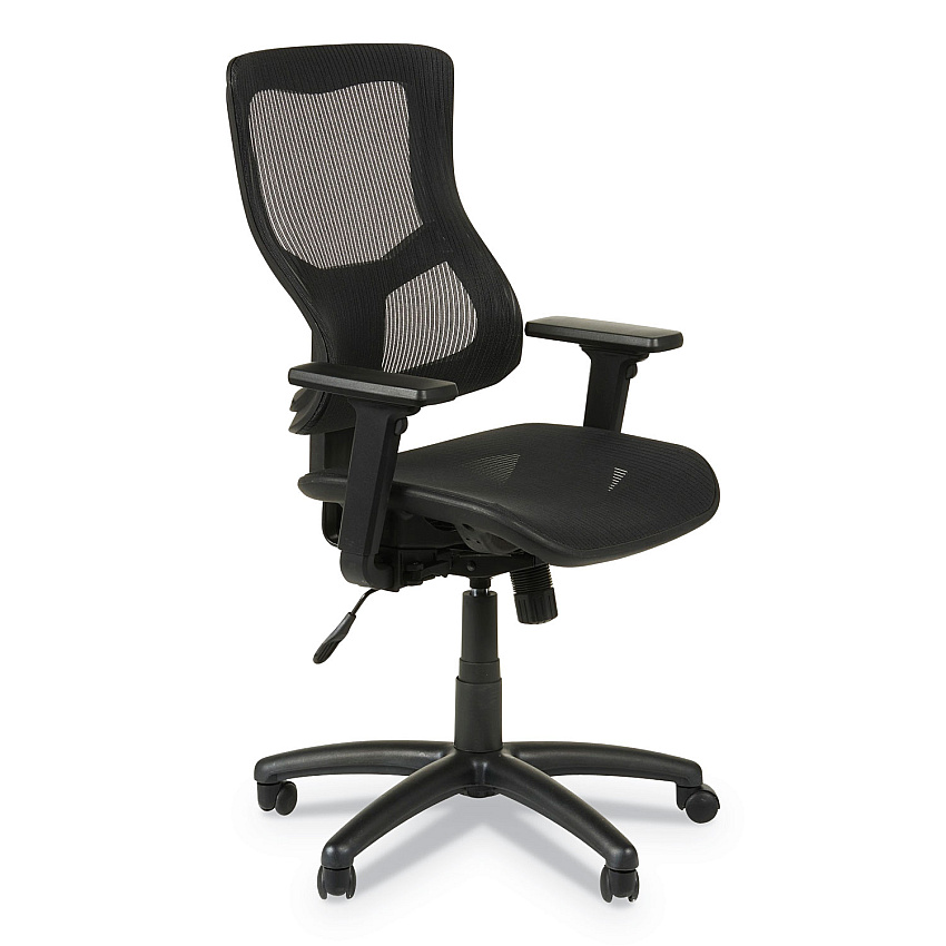 Alera Elusion II Series Suspension Mesh Mid-Back Synchro Seat Slide Chair, Supports 275 lb, 18.11" to 20.35" Seat, Black (ALEELT4218S)