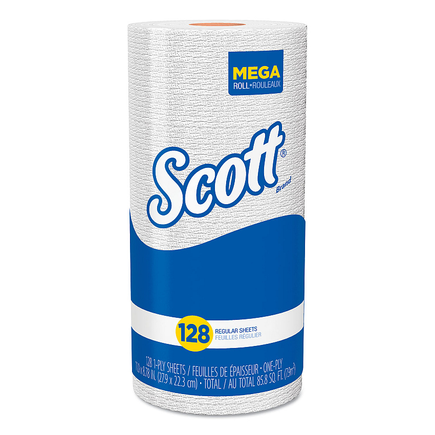 Scott Kitchen Roll Towels, 11 x 8.75, White, 128/Roll, 20 Rolls/Carton (41482)