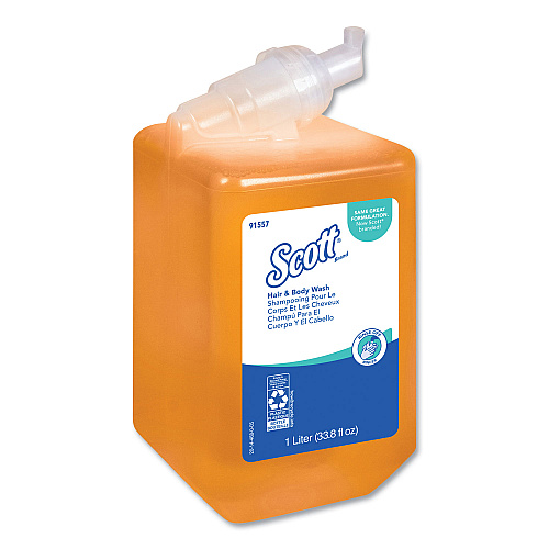 Scott Essential Hair and Body Wash, Citrus Floral, 1 L Bottle, 6/Carton (91557)