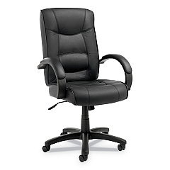 Alera Strada Series High-Back Swivel/Tilt Top-Grain Leather Chair, Supports Up to 275 lb, 17.91" to 21.85" Seat Height, Black (ALESR41LS10B)