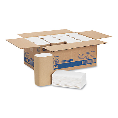Georgia Pacific Professional Pacific Blue Basic S-Fold Paper Towels, 10.25 x 9.25, White, 250/Pack, 16 Packs/Carton (20904)