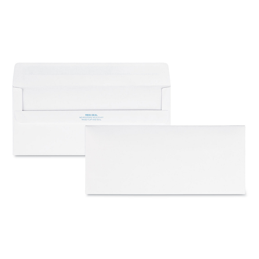 Quality Park Redi-Seal Envelope, #10, Commercial Flap, Redi-Seal Closure, 4.13 x 9.5, White, 500/Box (11118)