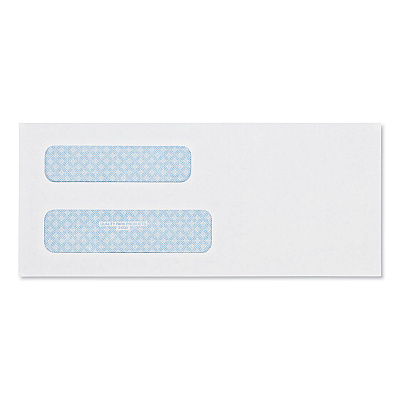 Quality Park Double Window Security-Tinted Check Envelope, #8 5/8, Commercial Flap, Gummed Closure, 3.63 x 8.63, White, 500/Box (24532)