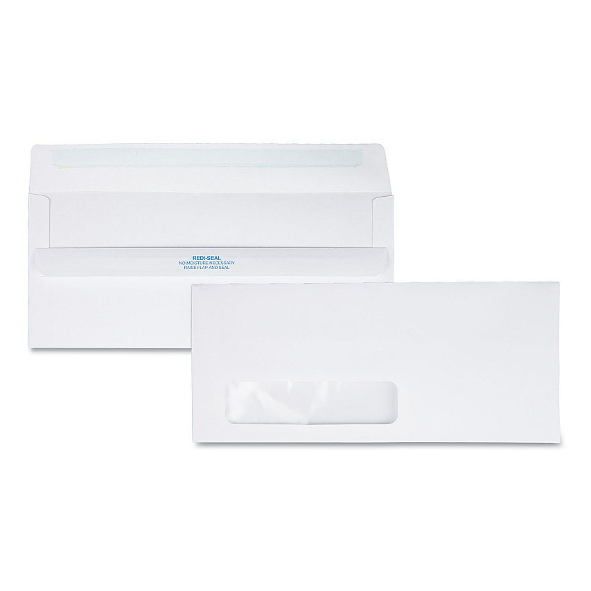 Quality Park Redi-Seal Envelope, Address Window, #10, Commercial Flap, Redi-Seal Closure, 4.13 x 9.5, White, 500/Box (21318)