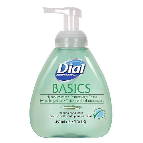 Dial Professional Basics Hypoallergenic Foaming Hand Wash, Honeysuckle, 15.2 oz, 4/Carton (98609)