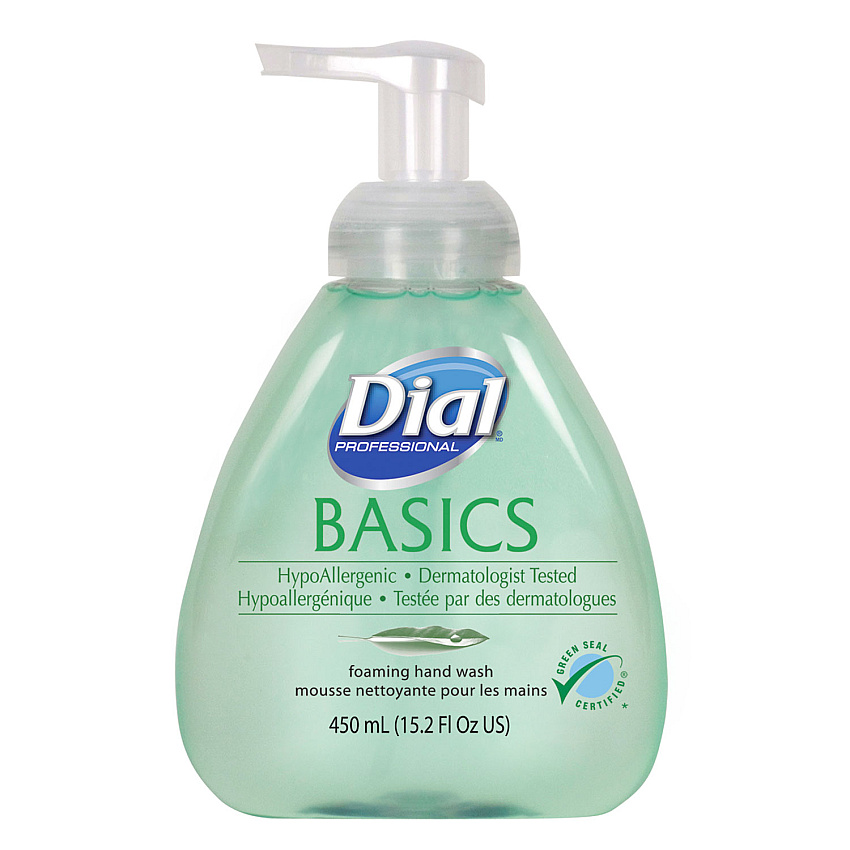 Dial Professional Basics Hypoallergenic Foaming Hand Wash, Honeysuckle, 15.2 oz, 4/Carton (98609)