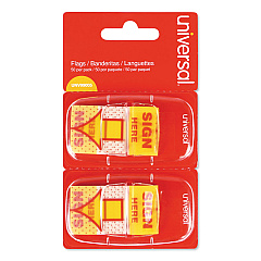 Universal Arrow Page Flags, "Sign Here", Yellow/Red, 50 Flags/Dispenser, 2 Dispensers/Pack (UNV99005)