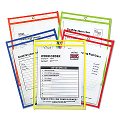 C-Line Stitched Shop Ticket Holders, Neon, Assorted 5 Colors, 75", 9 x 12, 25/BX (43910)