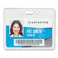 Advantus Proximity ID Badge Holders, Horizontal, Clear 3.75" x 3" Holder, 3.5" x 2.25" Insert, 50/Pack (75450)