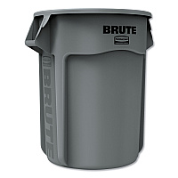 Rubbermaid Commercial Round Brute Container, Plastic, 55 gal, Gray (265500GY)