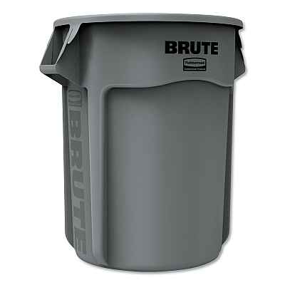 Rubbermaid Commercial Round Brute Container, Plastic, 55 gal, Gray (265500GY)
