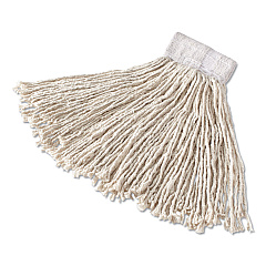 Rubbermaid Commercial Super Stitch Cotton Looped End Wet Mop Head, Large, 1" White Headband (D113)