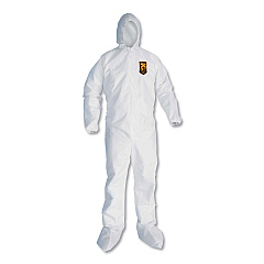KleenGuard A20 Elastic Back and Ankle Hood and Boot Coveralls, 2X-Large, White, 24/Carton (49125)