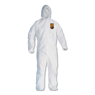 KleenGuard A30 Elastic-Back and Cuff Hooded Coveralls, 2X-Large, White, 25/Carton (46115)