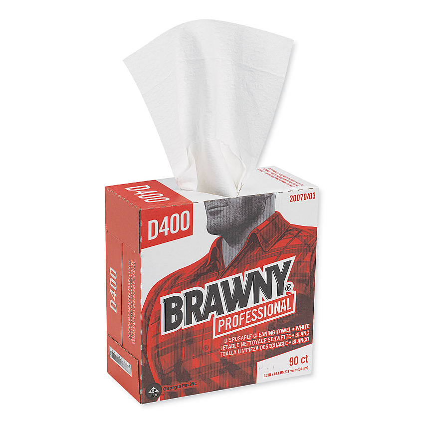 Brawny Professional Medium Duty Premium DRC Wipers, 9.25 x 16.3, White, 90/Box (2007003)