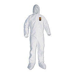 KleenGuard A30 Elastic Back and Cuff Hooded/Boots Coveralls, 3XL, White 21/Carton (46126)