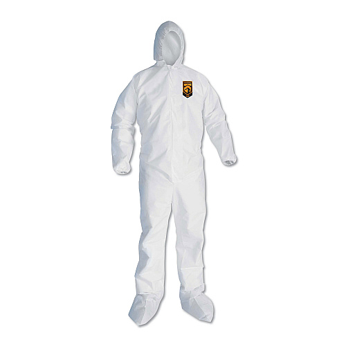 KleenGuard A30 Elastic Back and Cuff Hooded/Boots Coveralls, 3XL, White 21/Carton (46126)