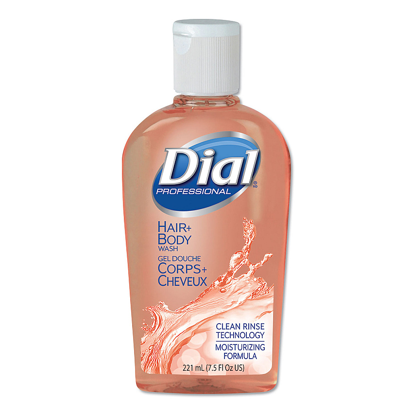 Dial Professional Hair + Body Wash, Neutral Scent, 7.5 oz Flip Cap, 24/Carton (04014)