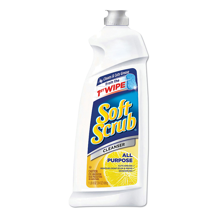 Soft Scrub All Purpose Cleanser, Lemon Scent, 24 oz Bottle, 9/Carton (00865)