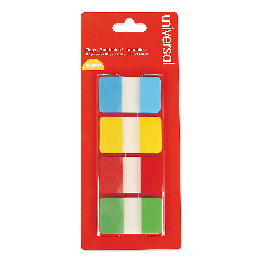 Universal Self Stick Index Tab, 1", Assorted Colors, 100/Pack (UNV99020)