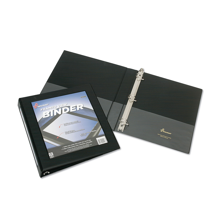 AbilityOne 7510014621390 SKILCRAFT Framed Slant-D Ring View Binder, 3 Rings, 1" Capacity, 11 x 8.5, Black