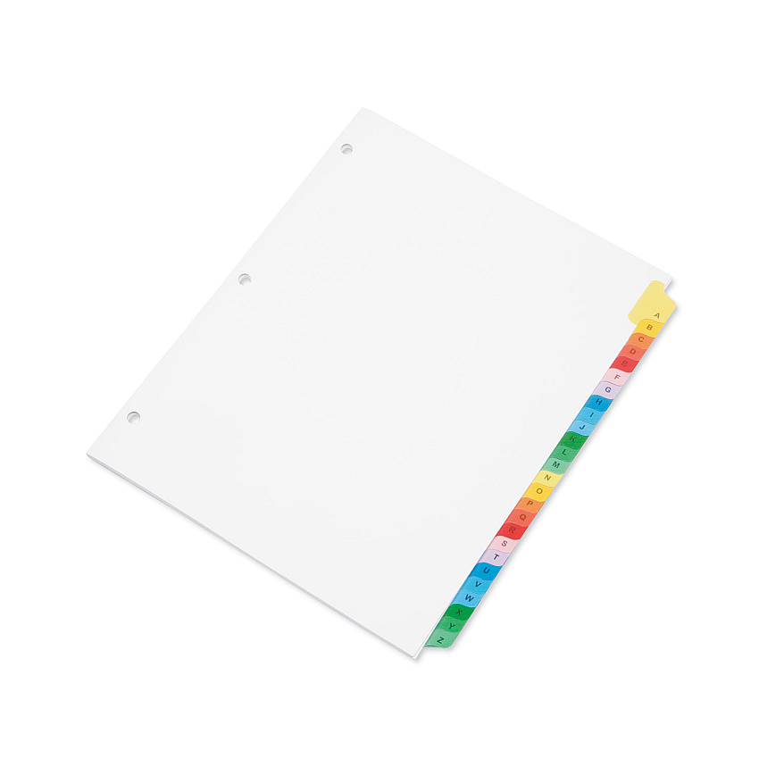 AbilityOne 7530013683492 SKILCRAFT Multiple Index Sheets, 26-Tab, A to Z, 11 x 8.5, White, 1 Set