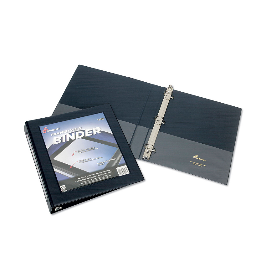 AbilityOne 7510014621383 SKILCRAFT Framed Slant-D Ring View Binder, 3 Rings, 0.5" Capacity, 11 x 8.5, Navy Blue
