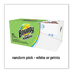 Bounty Quilted Napkins, 1-Ply, 12 1/10 x 12, Assorted - Print or White, 200/Pack (34885)