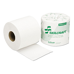 AbilityOne 8540013800690, SKILCRAFT Toilet Tissue, Septic Safe, 2-Ply, White, 4" x 4", 550 Sheets/Roll, 80 Rolls/Box