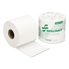 AbilityOne 8540015547678, SKILCRAFT Toilet Tissue, Septic Safe, 2-Ply, White, 4" x 4", 550 Sheets/Roll, 40 Rolls/Box