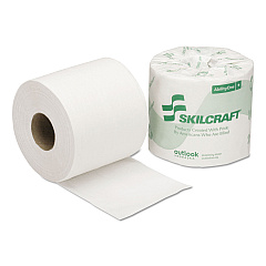 AbilityOne 8540016308728, SKILCRAFT Toilet Tissue, Septic Safe, 1-Ply, White, 4" x 3.75", 1,000/Roll, 96 Roll/Box