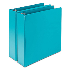 Samsill Earths Choice Biobased Durable Fashion View Binder, 3 Rings, 2" Capacity, 11 x 8.5, Turquoise, 2/Pack (U86677)