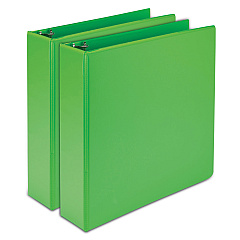 Samsill Earths Choice Biobased Durable Fashion View Binder, 3 Rings, 2" Capacity, 11 x 8.5, Lime, 2/Pack (U86678)
