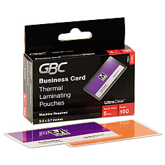 GBC UltraClear Thermal Laminating Pouches, 5 mil, 3.69" x 2.19", Gloss Clear, 100/Box (51005)