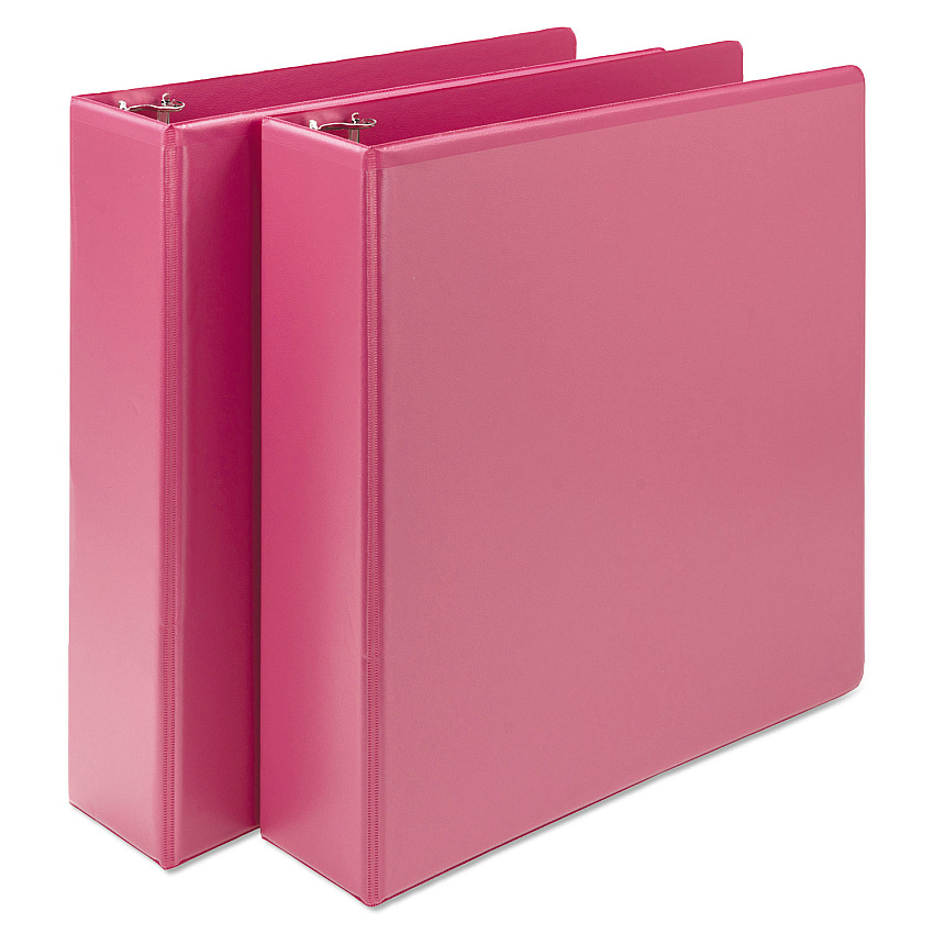 Samsill Earths Choice Biobased Durable Fashion View Binder, 3 Rings, 2" Capacity, 11 x 8.5, Berry, 2/Pack (U86676)