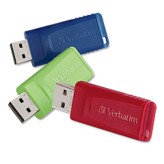 Verbatim Store 'n' Go USB Flash Drive, 32 GB, Assorted Colors, 3/Pack (99811)