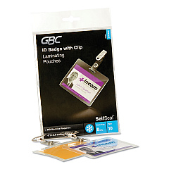 GBC SelfSeal Self-Adhesive Laminating Pouches and Single-Sided Sheets, 8 mil, 4.13" x 2.94", Gloss Clear, 10/Pack (3745686)