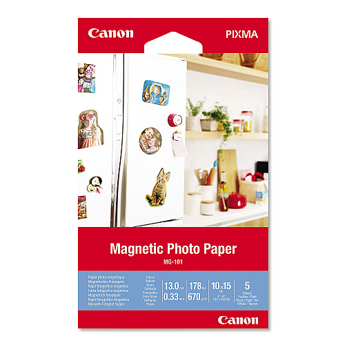 Canon Glossy Magnetic Photo Paper, 13 mil, 4 x 6, White, 5 Sheets/Pack (3634C002)