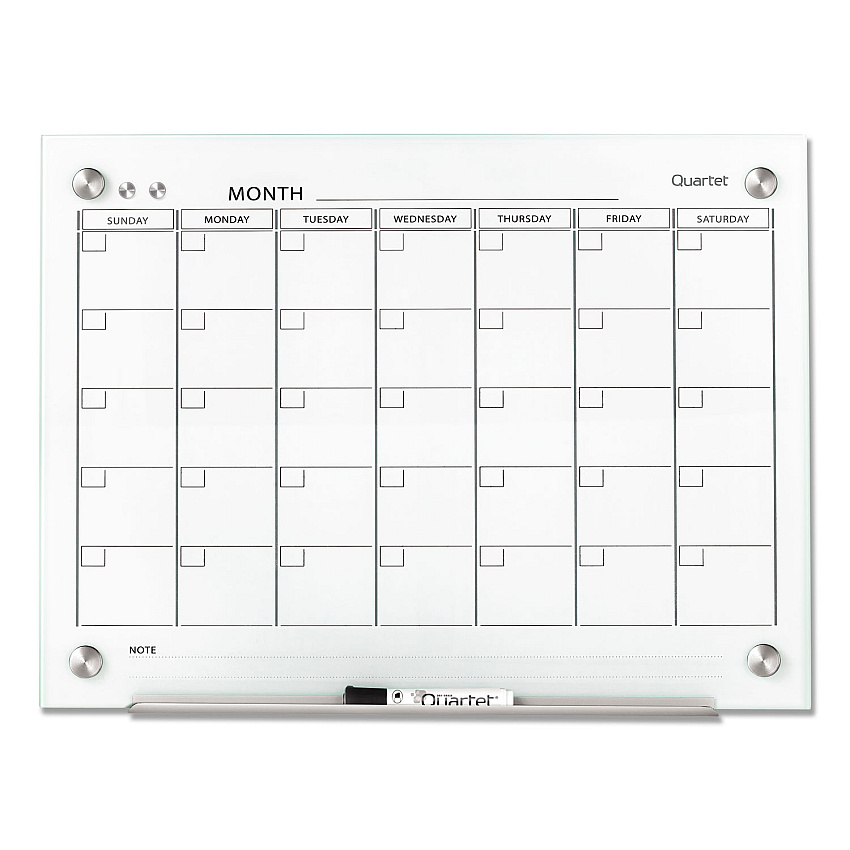 Quartet Infinity Magnetic Glass Calendar Board, 24 x 18 (GC2418F)
